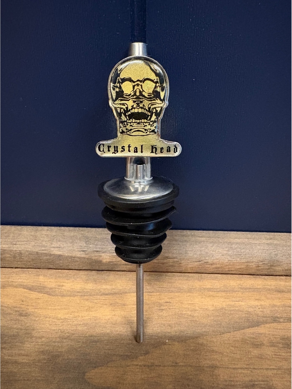 Crystal Head Vodka Skull Liquor Pourer Bottle Stopper Gold Colored Bar New